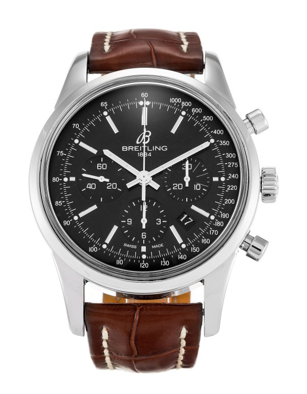 Breitling Transocean Chronograph Ab0152 Mens 43 Mm Steel Case Quartz Movement