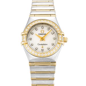 Omega Constellation Mini 1267.75.00 Ladies 22.5 Mm Steel & Yellow Gold Set With Diamonds Case Quartz Movement