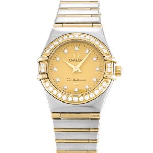 Omega Constellation Mini 1267.15.00 Ladies 22.5 Mm Steel & Yellow Gold Set With Diamonds Case Quartz Movement