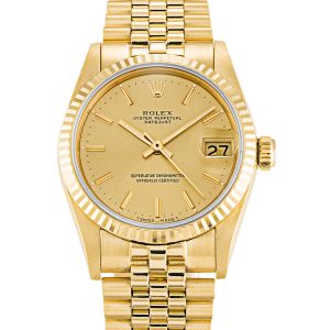 Rolex Mid-size Datejust 68278 Unisex 31 Mm Yellow Gold Case Automatic Movement