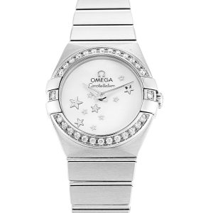 Omega Constellation Ladies 123.15.24.60.05.003 Ladies 24 Mm Steel Set With Diamonds Case Quartz Movement