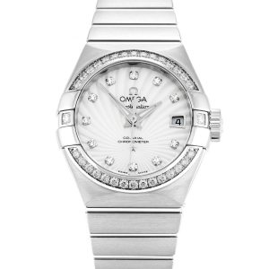 Omega Constellation Ladies 123.15.27.20.55.001 Ladies 27 Mm Steel Set With Diamonds Case Automatic Movement