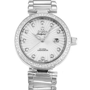 Omega De Ville Ladymatic 425.35.34.20.55.001 Ladies 34 Mm Steel Set With Diamonds Case Automatic Co-axial Movement