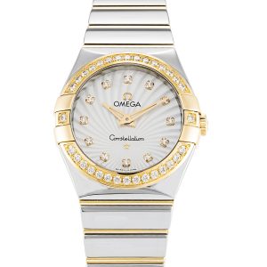 Omega Constellation Ladies 123.25.27.60.55.008 Ladies 27 Mm Steel & Yellow Gold Set With Diamonds Case Quartz Movement