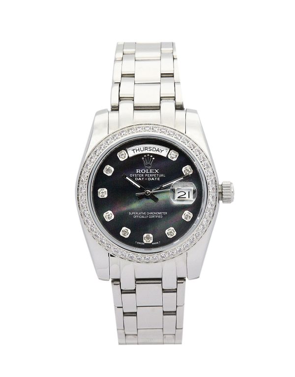 Rolex Day-date 118346 Mens 36 Mm Platinum Set With Diamonds Case Automatic Movement