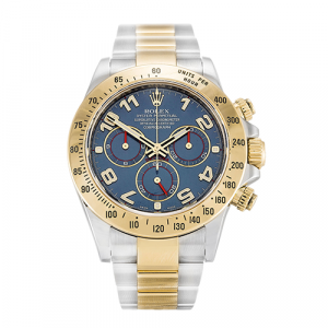 Rolex 40 MM Case Mens Daytona 116523 Blue Dial Yellow Gold Bracelet