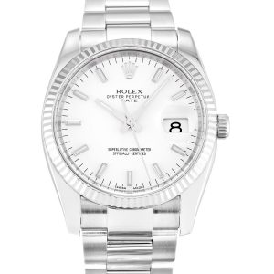 Rolex Oyster Perpetual Date 115234 Unisex 34 Mm Steel & White Gold Case Automatic Movement