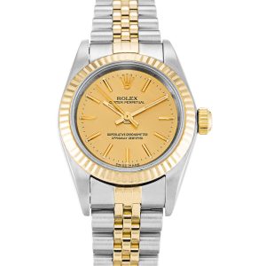 Rolex Lady Oyster Perpetual 76193 Ladies 24 Mm Steel & Yellow Gold Case Automatic Movement