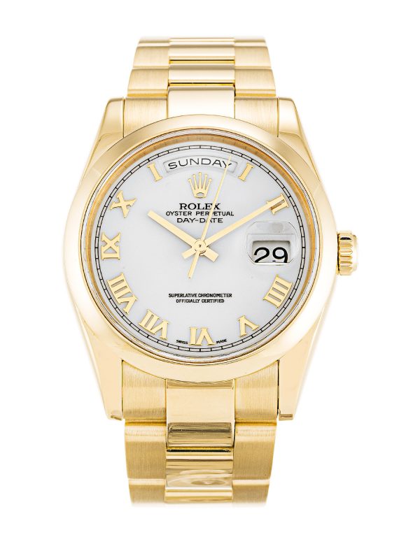 Rolex Day-date 118208 Mens 36 Mm Yellow Gold Case Automatic Movement