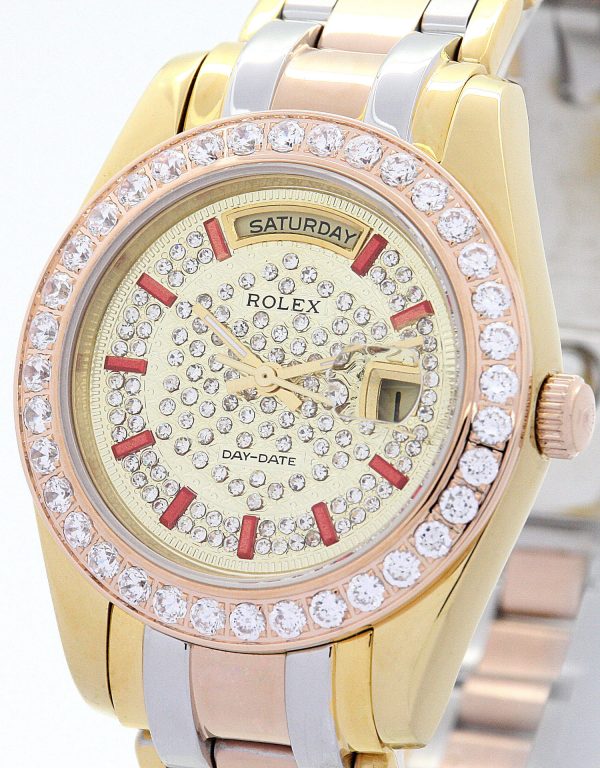Rolex Day-date 118346 Lady 36 Mm Rose Gold And Yellow Gold With Diamonds Case Automatic Movement - Image 3